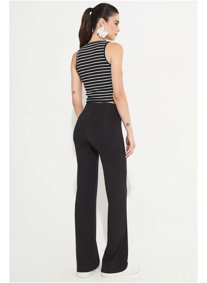 JUNE June Seam Detailed Tight Trouser Black