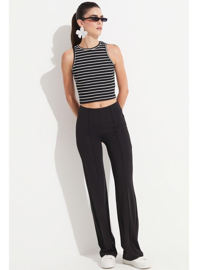 جون بنطلون ضيق أسود بتفاصيل درزات يونيو - Image 1