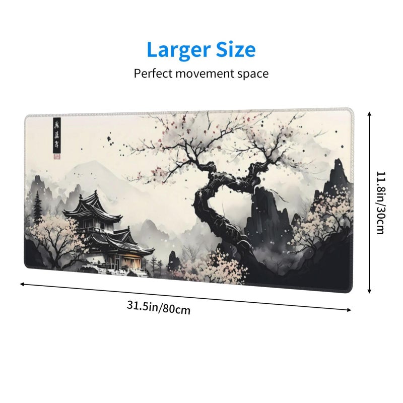 Brecoy Japanese Mouse Pad, Large Japanese Desk Mat, XL Anime Gaming Keyboard Mat, Non-Slip Rubber Base, Big Extended Desk Protector for Home Office, 31.5â€x11.8â€ - Image 2