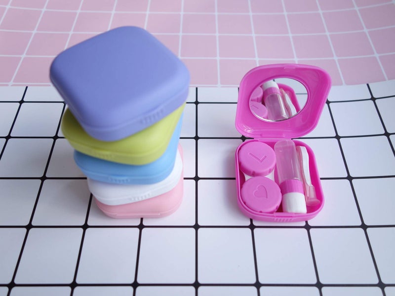 HAMIYELL HAMIYELL 6 Pack Contact Lens Case Kit with Insert Mirror Lightweight, Compact, Portable Travel Contact Lens Box Set  - Image 4