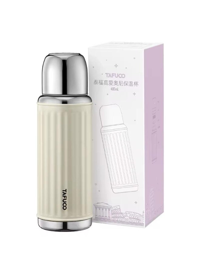Tafuco Japanese Premium Quality Stainless Steel Water bottle, Back to school, Perfect Gift for Him and Her - 500ml, Ivory White - Image 1
