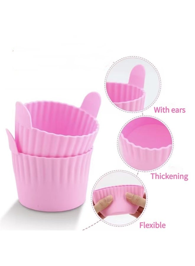 Air Fryer Baking Cups, Suitable for Microwave and Oven, Silicone Baking Ramekins for Muffins, Puddings, Eggs and Cupcakes, Silicone Muffin Cups for Air Fryer, 5 Pack: Red, Blue, Pink ,Black and Green - Image 3