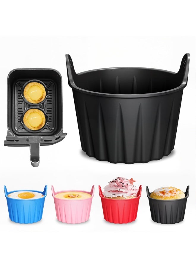 Air Fryer Baking Cups, Suitable for Microwave and Oven, Silicone Baking Ramekins for Muffins, Puddings, Eggs and Cupcakes, Silicone Muffin Cups for Air Fryer, 5 Pack: Red, Blue, Pink ,Black and Green - Image 5