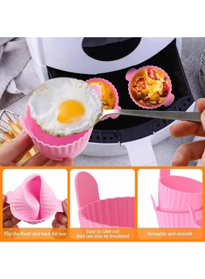 Air Fryer Baking Cups, Suitable for Microwave and Oven, Silicone Baking Ramekins for Muffins, Puddings, Eggs and Cupcakes, Silicone Muffin Cups for Air Fryer, 5 Pack: Red, Blue, Pink ,Black and Green - Image 4
