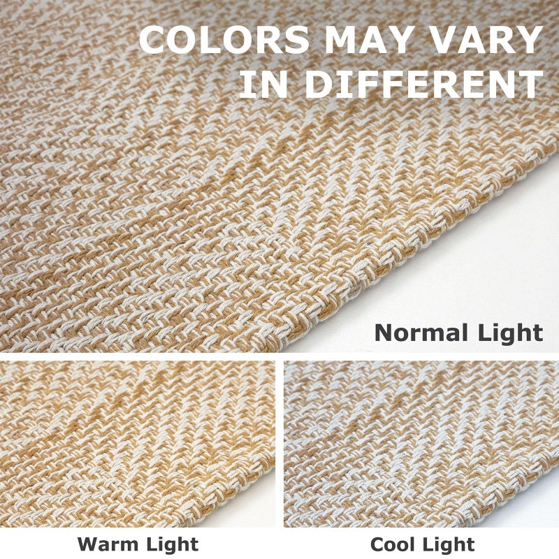 IOHOUZE Washable Area Rug 3x5 Non Slip Rubber Backed Woven Rugs for Entryway Rugs Indoor Outdoor Doormat Throw Rug Floor Carpet for Entrance Kitchen Front Door, Warm Beige/Orange/Apricot - Image 3