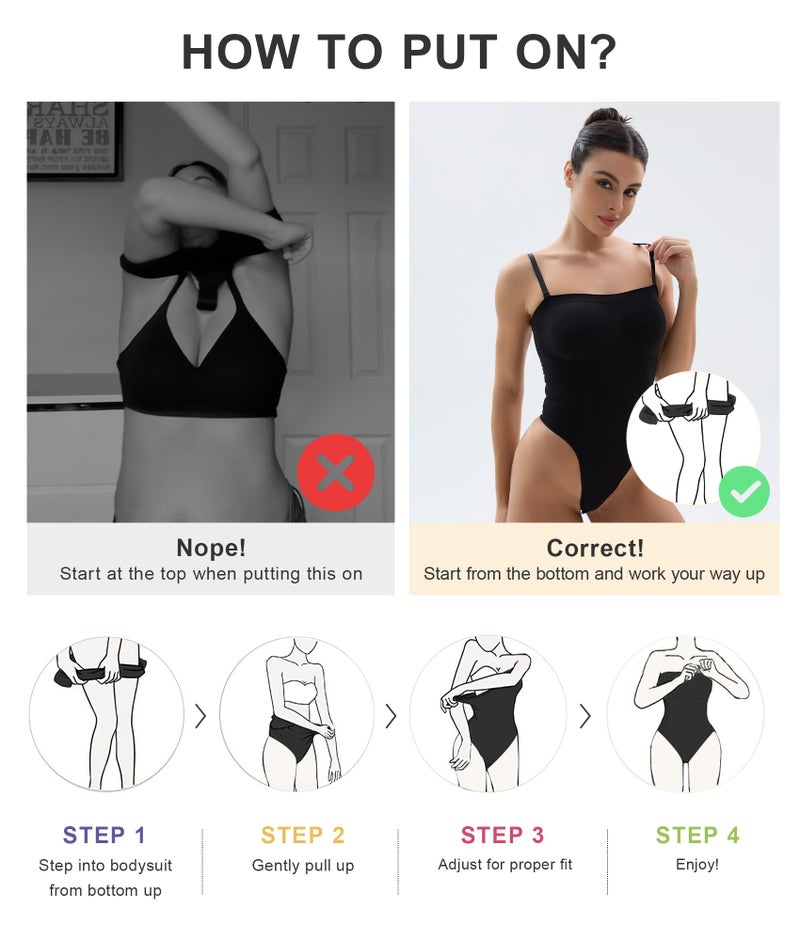 SHAPERX Strapless Bodysuit for Women Tummy Control Seamless Shapewear Thong Body Shaper with Invisible & Removable Straps,SZ5216-Sienna-S/M - Image 5