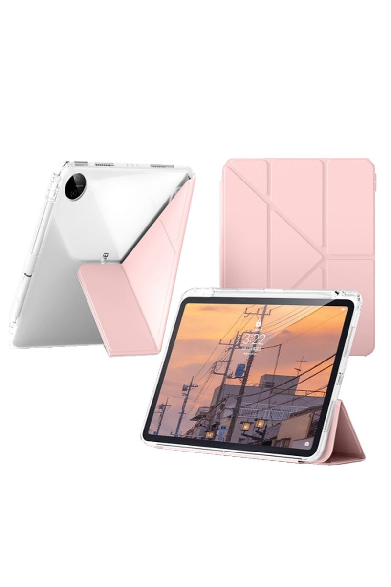 for Honor Pad 10 12.1-inch 2025 Case Cover, Triple Fold Y-shaped Design, Multi Angle, Leather Tablet Cover With Pen Slot, Automatic Wake-up/sleep, Pink - Image 1