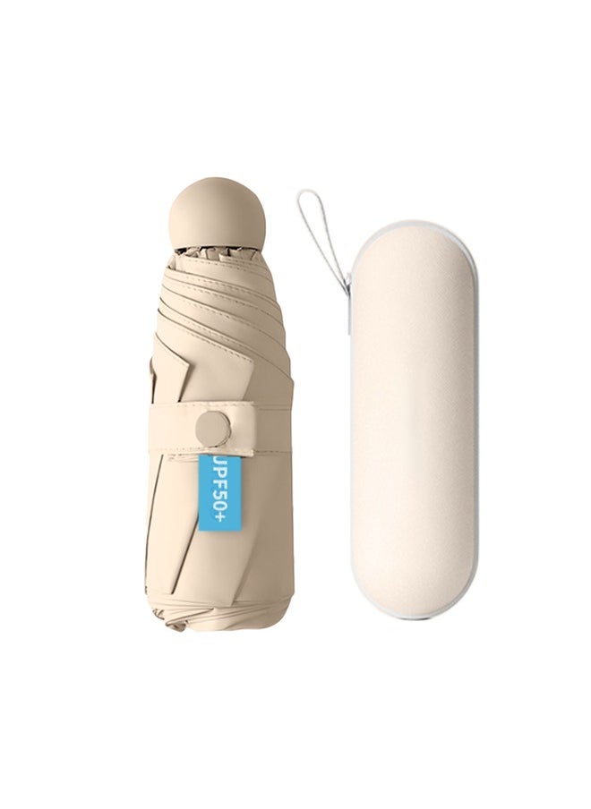 Generic 99% UV Protection Capsule Umbrella Pocket-Sized Umbrella with Storage Box Durable 12-Rib Umbrella Windproof  Rainproof for Daily Commuting, Shopping, Travel, Outdoor Activities White  - Image 1