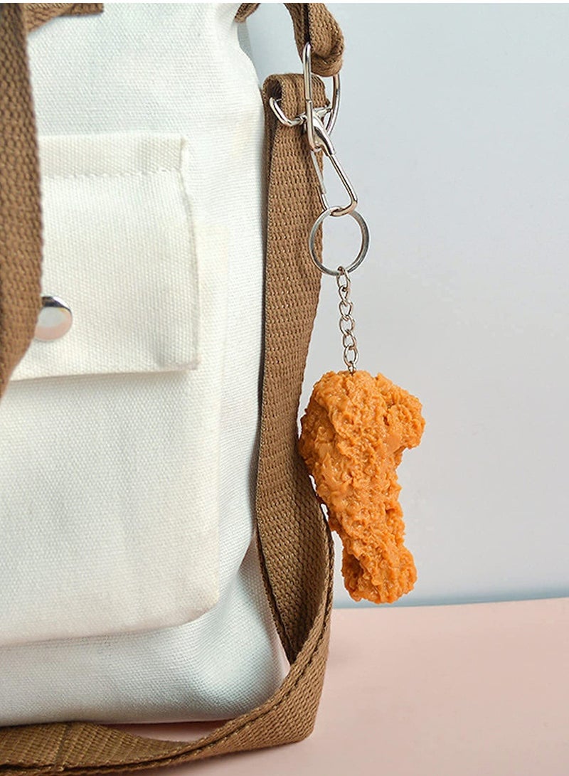 SOLARAE Artificial Food Keychain, Fried Chicken Fake Food Keychain Funny Gifts Backpack Car Accessories Car Charm Key Ring Toy Prank Stuff School Bag Accessory - Image 3
