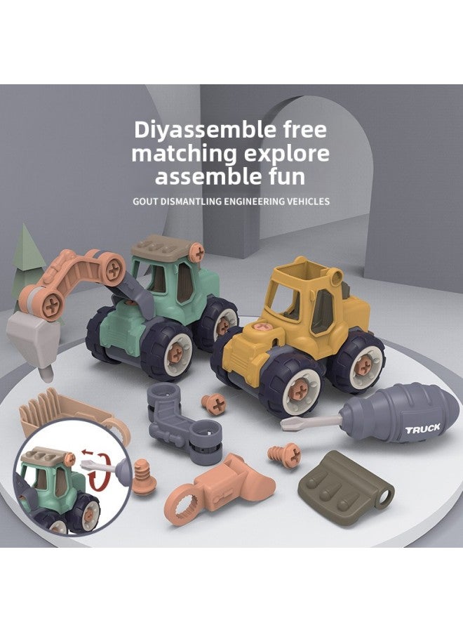 Children's Removable Screw Engineering Vehicle Assembly Excavator DIY Disassembly Toy Set Stall Supply-Color:Road Roller】 - Image 3