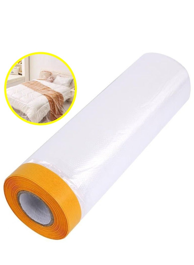 Generic Tape and masking cloth Masking film Plastic spray paint anti-drip film Painter plastic film roll masking paper tape tape for car spray painting, paint  - Image 1