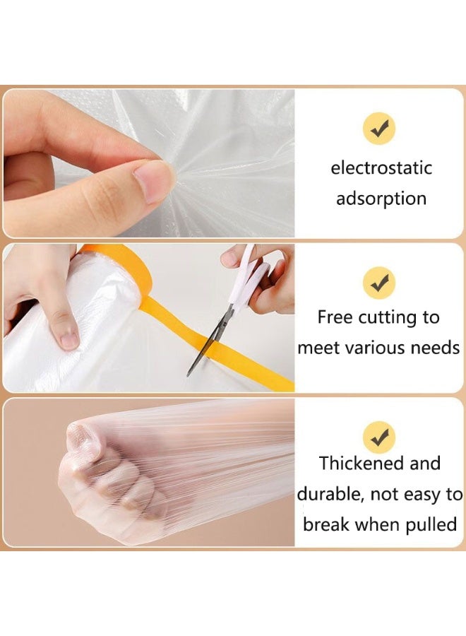 Generic Tape and masking cloth Masking film Plastic spray paint anti-drip film Painter plastic film roll masking paper tape tape for car spray painting, paint  - Image 3