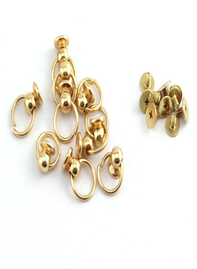 RuiLing 30pcs 8x6mm Screwback Round Head Rivet with Pull Ring Metal Handmade DIY Accessory Nail Heads Stud Leather Craft Screw Rivets Gold - Image 3