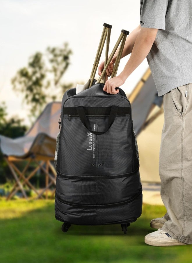 LUGGEX Expandable Underseat Carry On Luggage Bag with Wheels, Small Collapsible Luggage Suitcase without Telescopic Handle, Lightweight Rolling Travel Duffle Bag, Black, Large, Luggex Expandable - Image 5