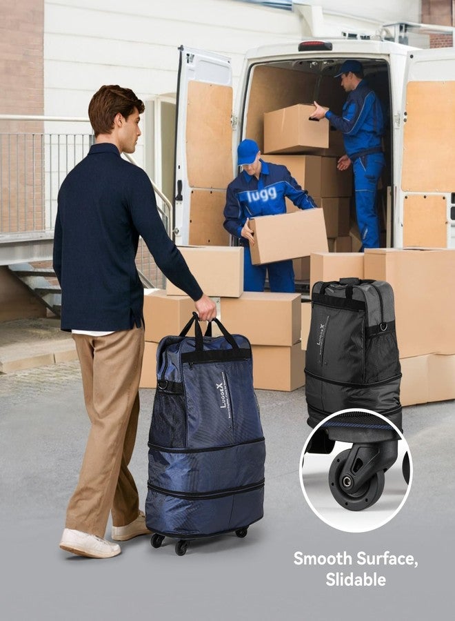 LUGGEX Expandable Underseat Carry On Luggage Bag with Wheels, Small Collapsible Luggage Suitcase without Telescopic Handle, Lightweight Rolling Travel Duffle Bag, Black, Large, Luggex Expandable - Image 3