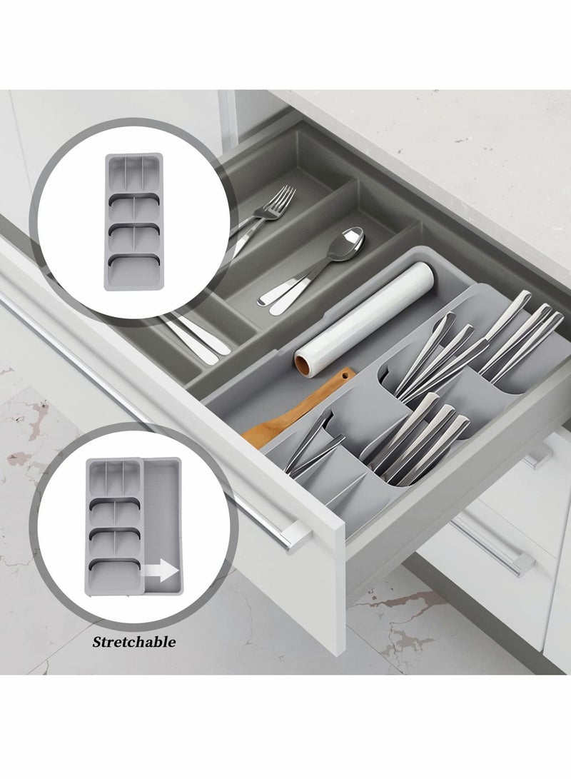 واي آند دي Silverware Organizer Storage Tray,Cutlery Expandable for Kitchen Drawer Holding Flatware Spoons Forks - Image 3