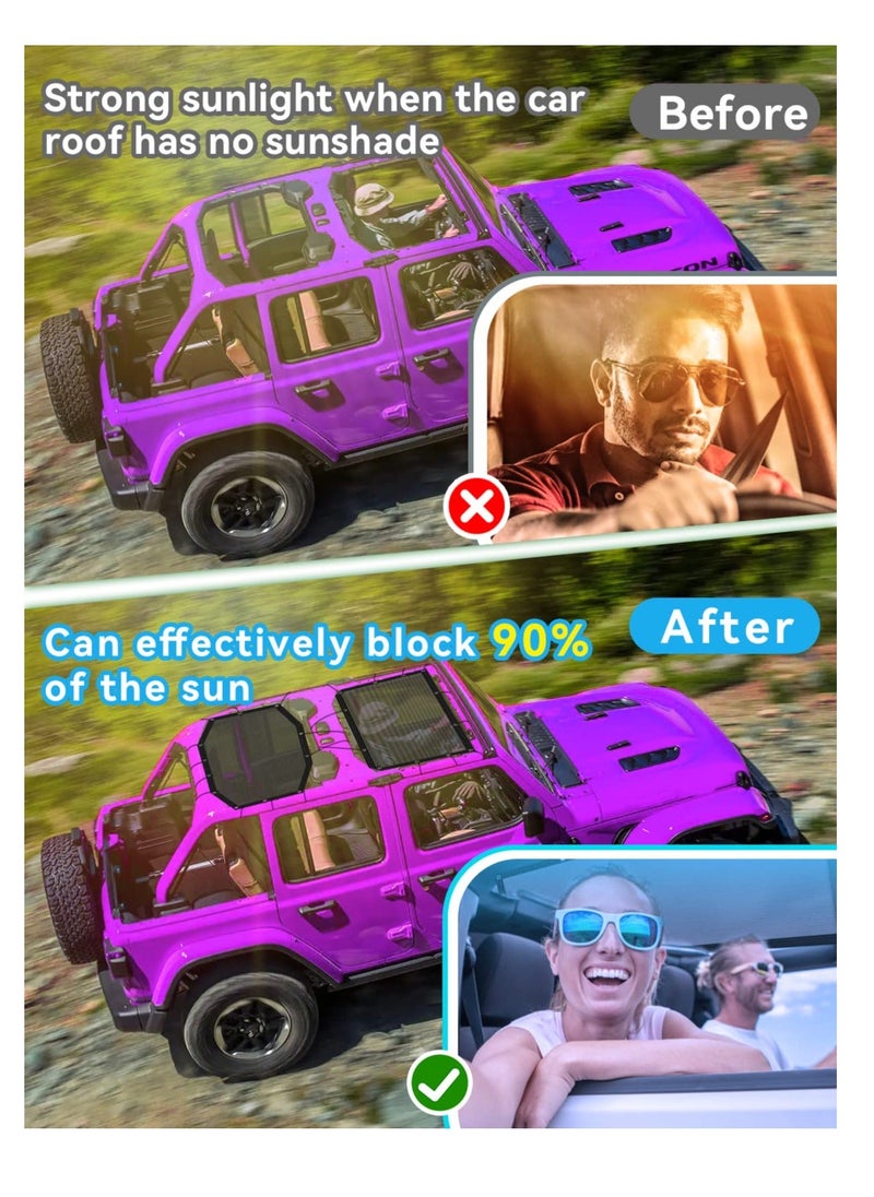 SYOSI Jeep Wrangler Sunshades, Front and Rear Mesh Sun Screen Shade, New Model UV Blocker, Summer Driving Comfort, Improve 2Pcs JL Unlimited (2018-Current)  - Image 2
