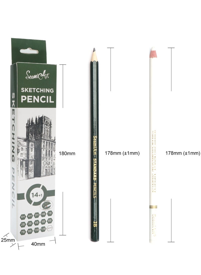 فن البحارة 15-Piece Sketching Pencil Set with Highlight White Charcoal Pencil - Art Drawing Kit for Artists and Students 翻译成阿拉伯语  - Image 3