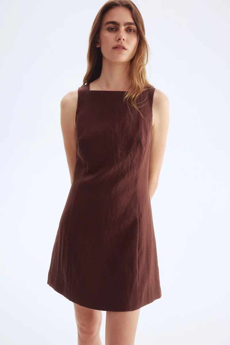 H&M Square-neck twill dress