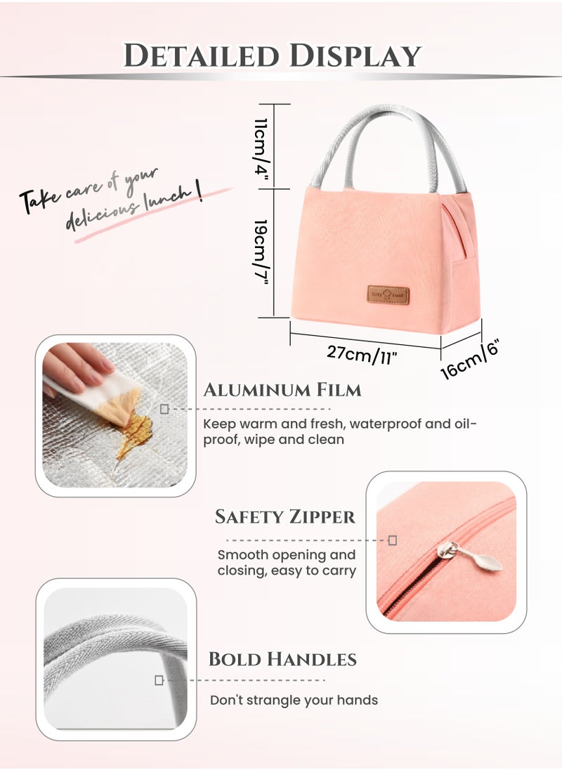 Generic - Thermal Insulated Oxford Cloth Lunch Box Bag for Ladies Kids with Strap Handles,Office Lunch Bag,Light Pink,Wide Open Easy to Clean,Double-layer Insulated Large Size, Waterproof,Oilproof,Fruit,Tableware,Drinks, for Office Work School Picnics Travel 27X16X19cm(11X6X7inch) - Image 1