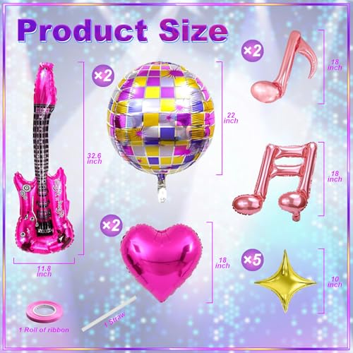 Villorem 13 PCS Music Balloons Set Guitar Musical Note Balloons 4D Disco Foli Balloon for Birthday Party Concert Singer Fans Party Decoration Supplies - Image 4