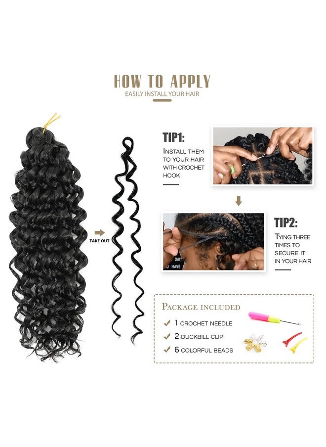Dansama Gogo Curl Crochet Hair 14 Inch 28 Strands Curly Crochet Hair, Ocean Wave Crochet Hair Water Wave Synthetic Braiding Hair Extensions For Black Women (14 Inch (Pack Of 6), T1B/27)  - Image 3