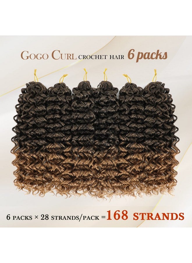 Dansama Gogo Curl Crochet Hair 14 Inch 28 Strands Curly Crochet Hair, Ocean Wave Crochet Hair Water Wave Synthetic Braiding Hair Extensions For Black Women (14 Inch (Pack Of 6), T1B/27)  - Image 1