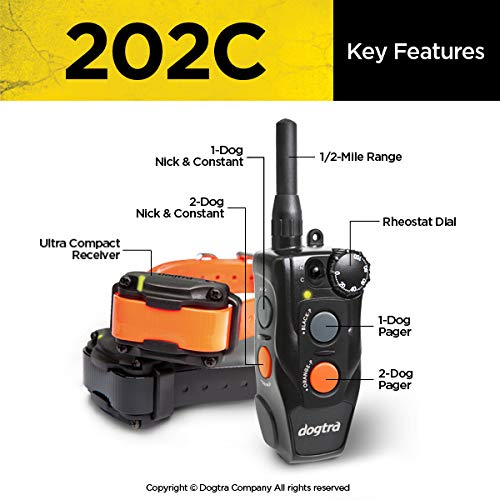 Dogtra 202C Remote Training E-Collar - 1/2 Mile Range - 2-Dogs System, Static, Vibration, Medium Output, Adjustable Levels, Waterproof, Electric Dog Collar for Basic Training of Small, Medium Dogs - Image 4