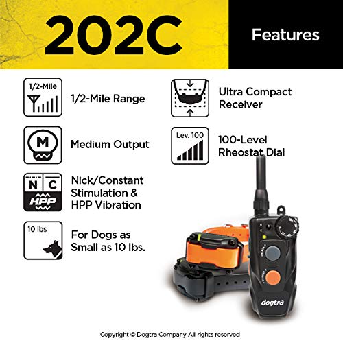 Dogtra 202C Remote Training E-Collar - 1/2 Mile Range - 2-Dogs System, Static, Vibration, Medium Output, Adjustable Levels, Waterproof, Electric Dog Collar for Basic Training of Small, Medium Dogs - Image 3