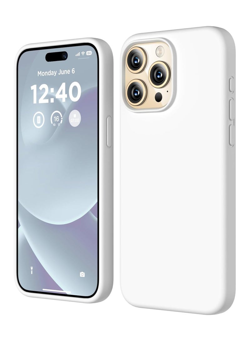 ELTRAZONE Compatible with iPhone 15 Pro Max Case, Liquid Silicone Case, Full Body Shockproof Protective Cover Slim Thin Phone Case with Soft Anti-Scratch Microfiber Lining, 6.7 inch-White - Image 1
