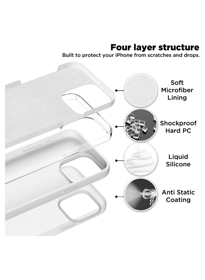 ELTRAZONE Compatible with iPhone 15 Pro Max Case, Liquid Silicone Case, Full Body Shockproof Protective Cover Slim Thin Phone Case with Soft Anti-Scratch Microfiber Lining, 6.7 inch-White - Image 3