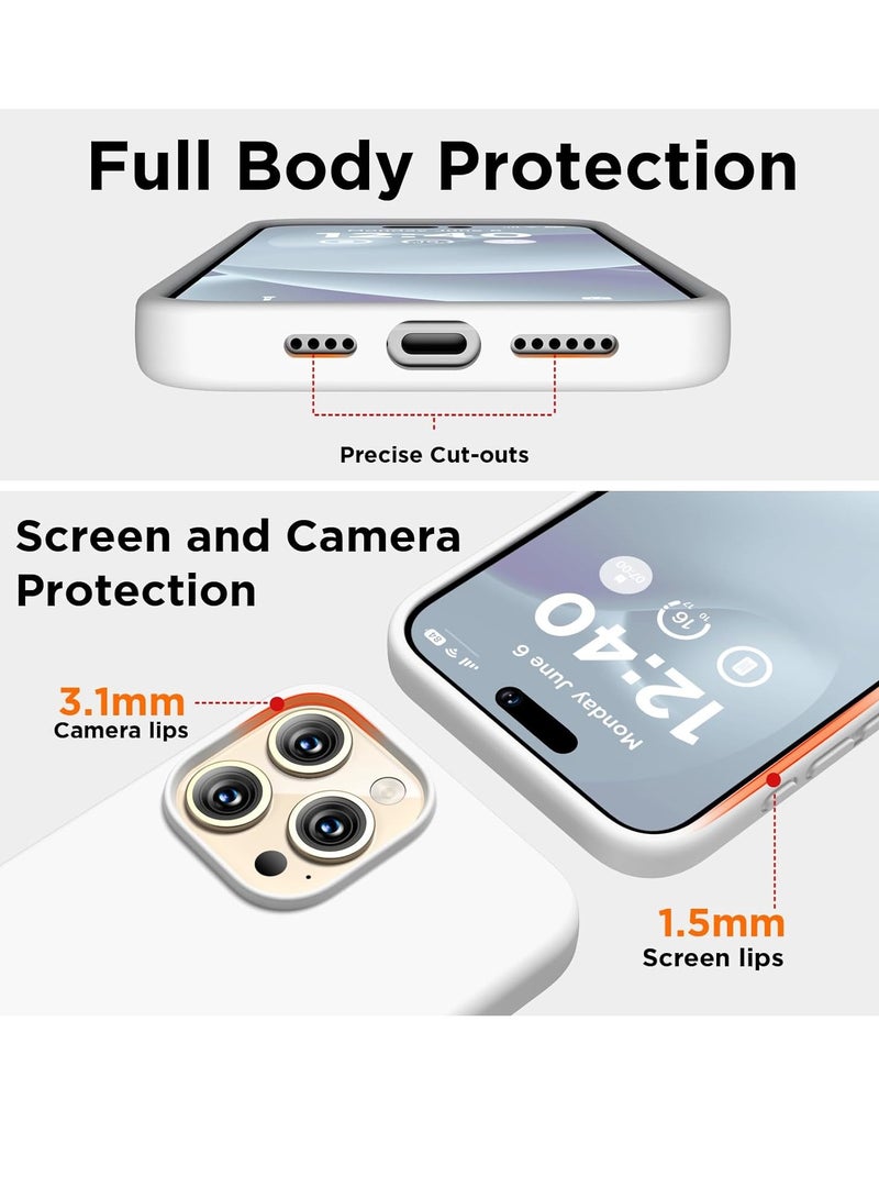 ELTRAZONE Compatible with iPhone 15 Pro Max Case, Liquid Silicone Case, Full Body Shockproof Protective Cover Slim Thin Phone Case with Soft Anti-Scratch Microfiber Lining, 6.7 inch-White - Image 4