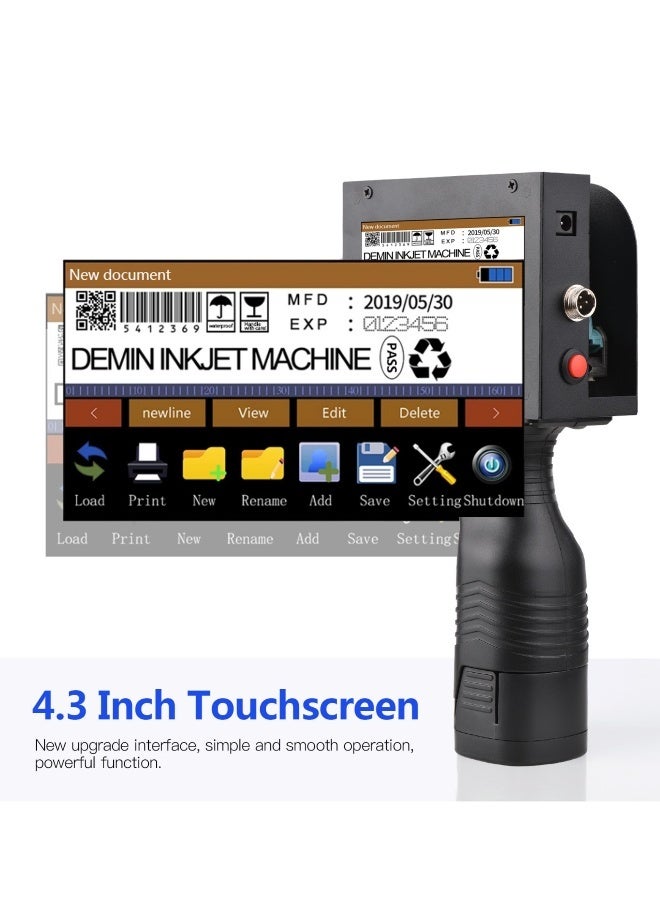 Handheld Printer Portable Inkjet Printer High Definition Inkjet Code Printer with 4.3 Inch LED Touchscreen Quick-Drying Ink Cartridge for Label/Production Date/Barcode/Trademark/Logo/Graphic etc.  - Image 5