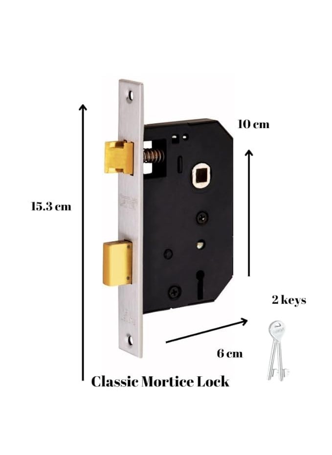 SARDAR SARDAR GATO Iron Handle Set 8 Inch2 Keys 6 Lever Single Turn Lock Set Handle Set for Door Bathroom Bedroom Living Room Mortice Lock with Keys  - Image 4