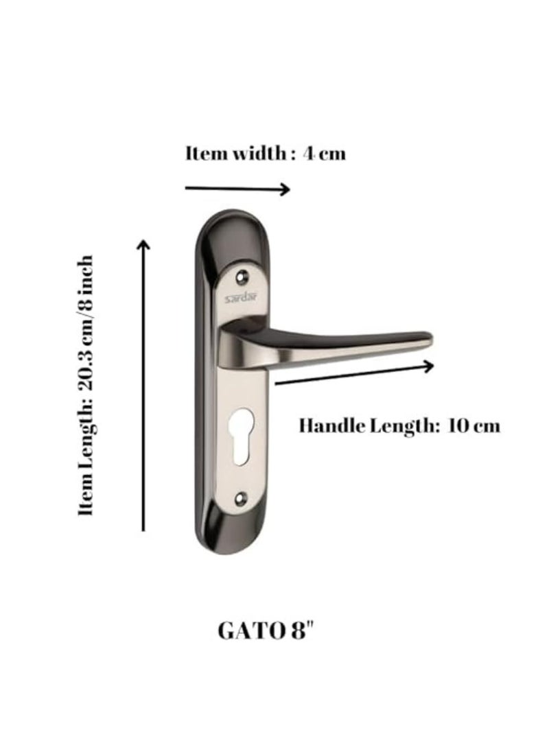 SARDAR SARDAR GATO Iron Handle Set 8 Inch2 Keys 6 Lever Single Turn Lock Set Handle Set for Door Bathroom Bedroom Living Room Mortice Lock with Keys  - Image 2