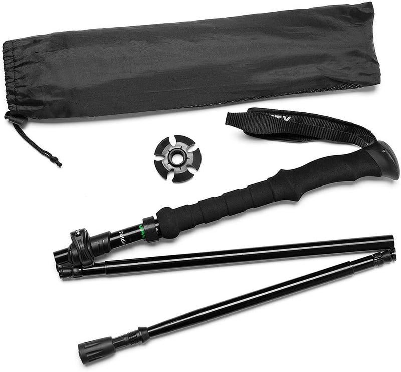 C-Line Travel Folding Trekking Hiking Pole with Carrying Case,Collapsible Cane Adjustable Walking Stick Portable Mobility Aid for Women Men Hikers Gift,Black - Image 2
