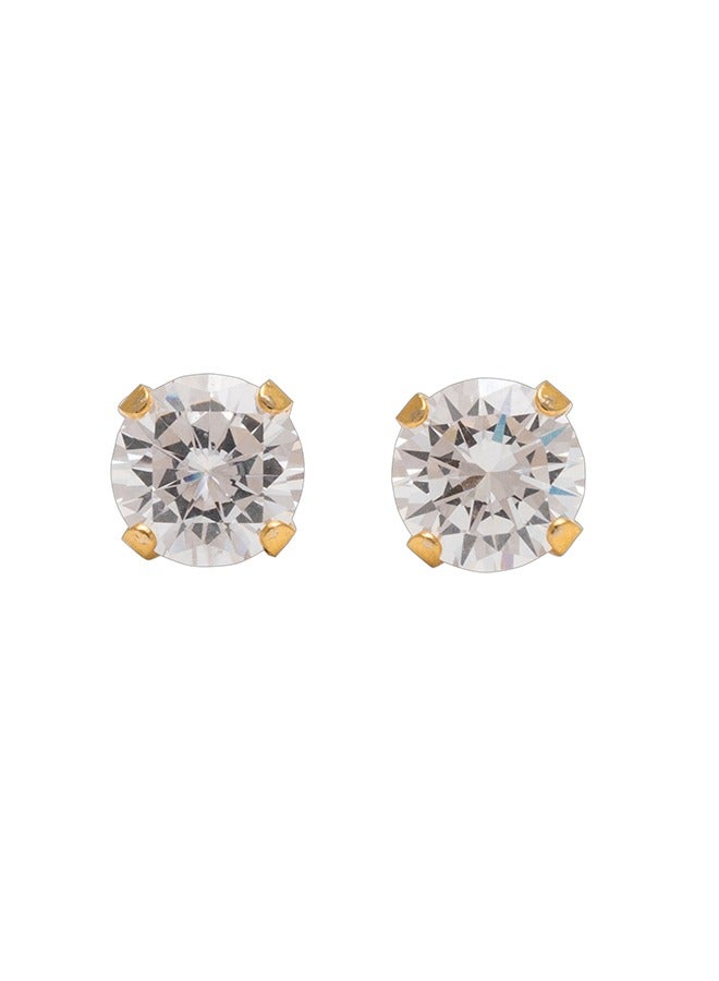Studex 6MM Cubic Zirconia Gold Plated Ear Studs - Image 1