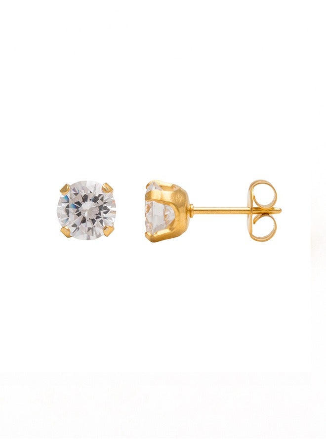Studex 6MM Cubic Zirconia Gold Plated Ear Studs - Image 3