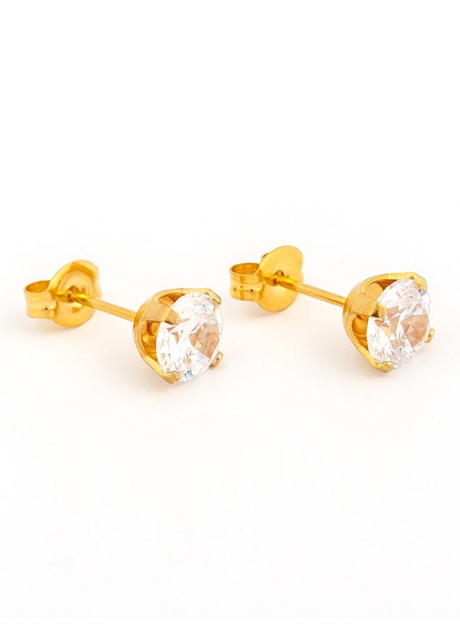 Studex 6MM Cubic Zirconia Gold Plated Ear Studs - Image 2