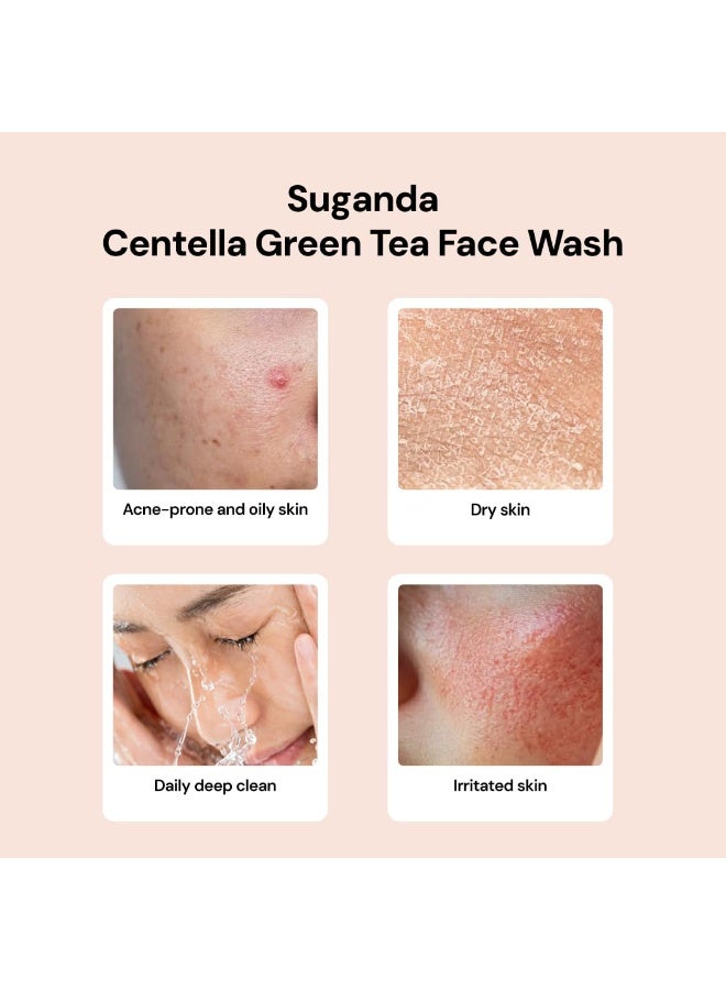 Suganda Centella Green Tea Face Wash Gentle Hydrating Cleanser with Panthenol and CICA Sulfate-Free Daily Face Wash for Oily Sensitive and Acne-Prone Skin Removes Dirt Oil and Makeup 120 ml - Image 3