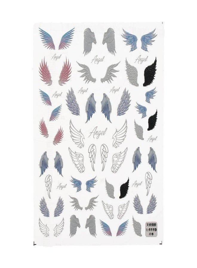 Kopida Embossed Angel Wings Nail Art Stickers - 3D Decals, Self-Adhesive Manicure Tool - Image 2