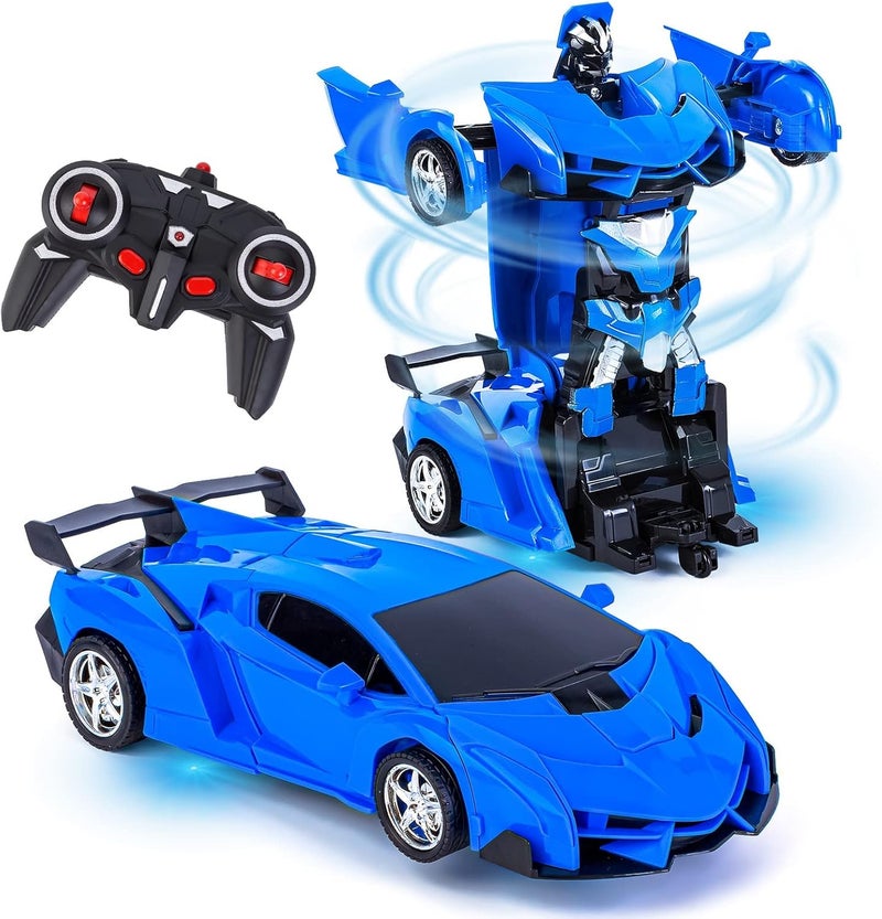 ELECDON Remote Control Toys for Kids,Birthday for 5-12 Year Old Hobby Rc Robot Car Toy 2 1 Deformation Car Transformer Toy for 6-10 Year Old Racing Cars for Boys Girls 1 18 Scale Cars Blue - Image 1