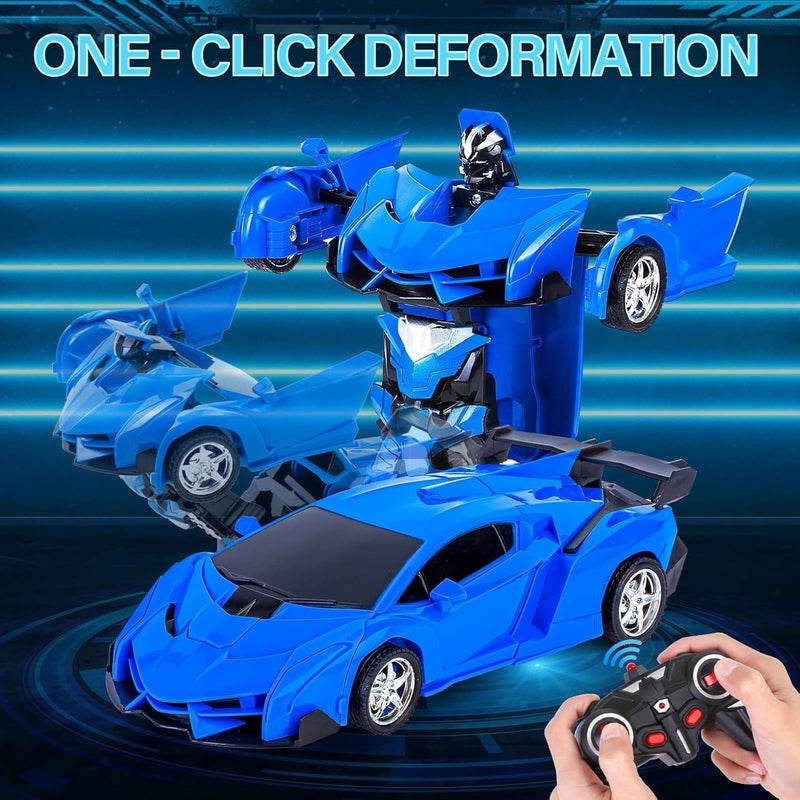 ELECDON Remote Control Toys for Kids,Birthday for 5-12 Year Old Hobby Rc Robot Car Toy 2 1 Deformation Car Transformer Toy for 6-10 Year Old Racing Cars for Boys Girls 1 18 Scale Cars Blue - Image 5