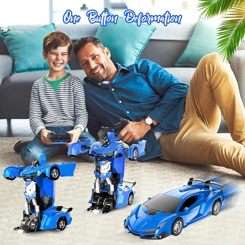 ELECDON Remote Control Toys for Kids,Birthday for 5-12 Year Old Hobby Rc Robot Car Toy 2 1 Deformation Car Transformer Toy for 6-10 Year Old Racing Cars for Boys Girls 1 18 Scale Cars Blue - Image 2