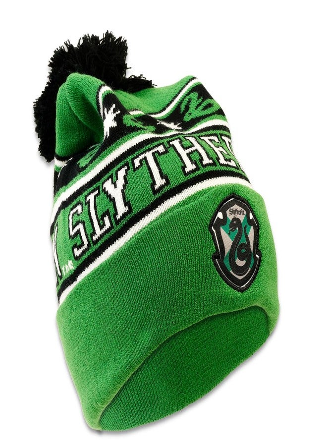 هاري بوتر طقم قبعة ووشاح سليذرين من هاري بوتر للأطفال - مجموعة منزل هوجورتس مع قبعة ووشاح سليذرين بالإضافة إلى ملصقات | ملابس هاري بوتر الشتوية - Image 3