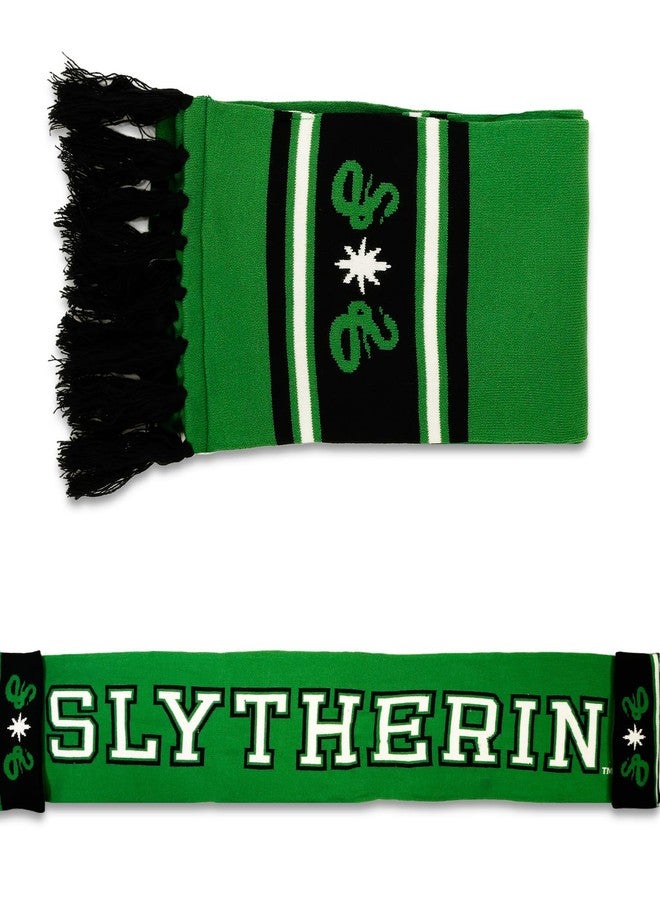 هاري بوتر طقم قبعة ووشاح سليذرين من هاري بوتر للأطفال - مجموعة منزل هوجورتس مع قبعة ووشاح سليذرين بالإضافة إلى ملصقات | ملابس هاري بوتر الشتوية - Image 2