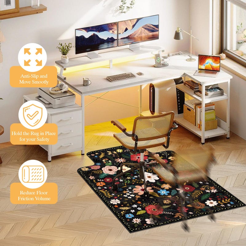 Lreedy Office Chair Mat for Hardwood Floor & Tile Floor,36"X 48" Heavy Duty Desk Chair Mat for Hard Floors, Under Desk Rug for Rolling Computer Chair,Anti Slip,Low Pile Carpet Protector-Convex Colorful - Image 4