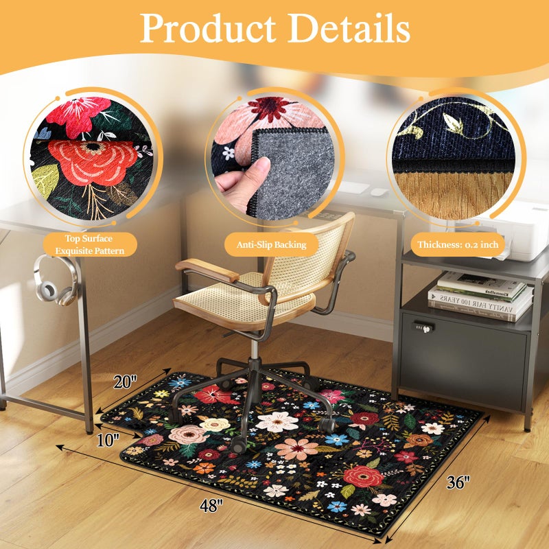 Lreedy Office Chair Mat for Hardwood Floor & Tile Floor,36"X 48" Heavy Duty Desk Chair Mat for Hard Floors, Under Desk Rug for Rolling Computer Chair,Anti Slip,Low Pile Carpet Protector-Convex Colorful - Image 2