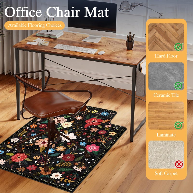 Lreedy Office Chair Mat for Hardwood Floor & Tile Floor,36"X 48" Heavy Duty Desk Chair Mat for Hard Floors, Under Desk Rug for Rolling Computer Chair,Anti Slip,Low Pile Carpet Protector-Convex Colorful - Image 3
