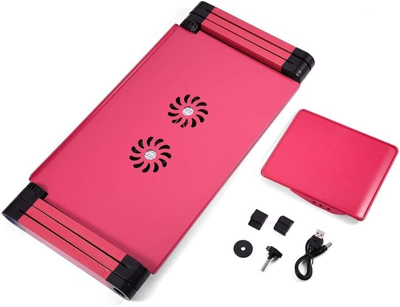 كلاراكو مكتب كمبيوتر محمول قابل لتعديل الارتفاع، طاولة كمبيوتر محمولة قابلة للطي بزاوية 360 درجة مع مروحتي تبريد USB عالية الكفاءة ولوحة ماوس - Image 5